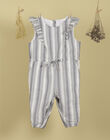 Girls' sleeveless vanilla striped jumpsuit TOBINA 19 / 19VU1911N26114