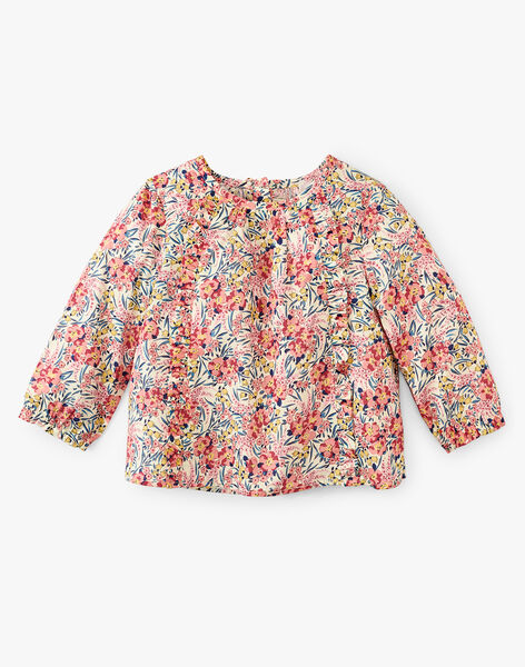 Girls' vanilla floral fabric cotton blouse ALALOU 20 / 20VU1917N09114