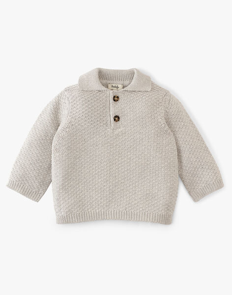 Boys' fancy knit sweater with collar in heathered gray ARLETTI 20 / 20VU2021N13943