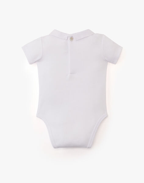 Plain white embroidered bodysuit with short sleeves for boys ARTAGNAN-EL / PTXV2313N29000