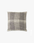 Unisex gingham cushion cover, 40x40 cm, with black and vanilla checks ALTHAZAR-EL / PTXQ6311N87114