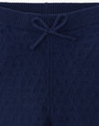 Girls' cotton cashmere knit leggings in navy ANELMA-EL / PTXU1911N3A070