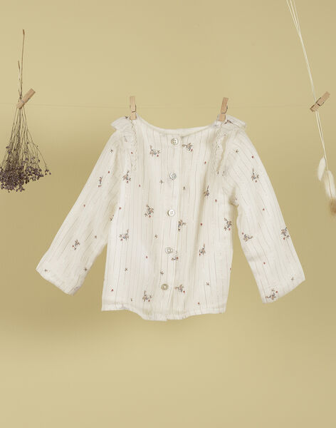 Girls' vanilla printed blouse TITOISEAU 19 / 19VU1924N09114