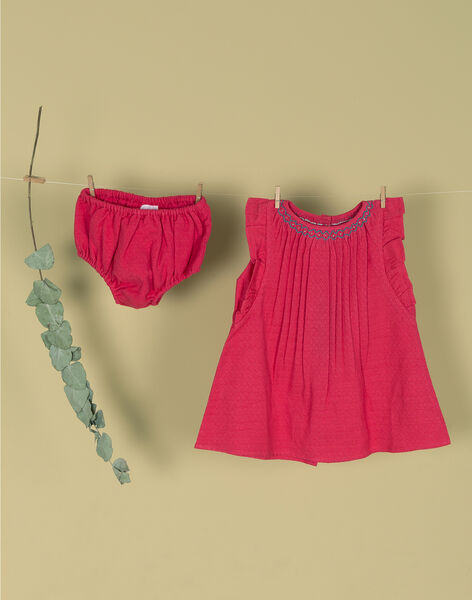 Sleeveless embroidered dress and pink bloomer for girls TEANA 19 / 19VU1931N18304