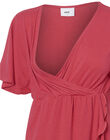 Red nursing dress with flounces MLMACHA DRESS / 19VW2683N18050