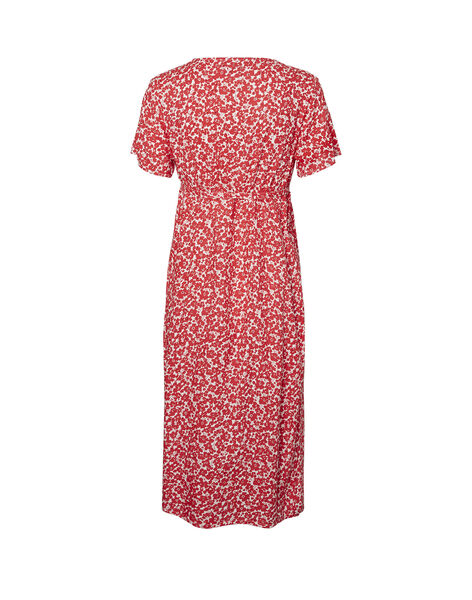 Maternity and nursing midday dress with red flowers MLLEAN DRESS / 19VW2687N18099