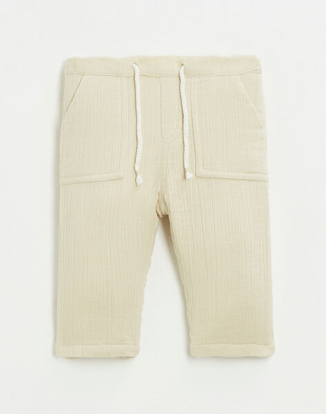 Beige pants in organic cotton gauze FERREOL 22 / 22IU2013N03801