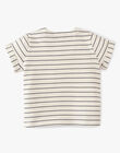 Boys' short-sleeved T-shirt in vanilla with embossed stripes ASTURIE 20 / 20VU2022N0E114