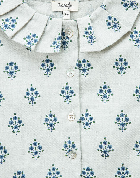 Girls' heather ecru print twill blouse VEJUSTE 19 / 19IU1933N09006