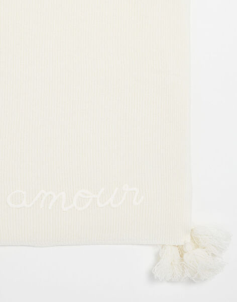 Off-white merino wool embroidered blanket ILICHO ECRU 23 / 23IV7058NL1001