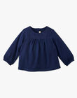Girls' navy pima cotton T-shirt AELLYNE 20 / 20VU1911N0F070