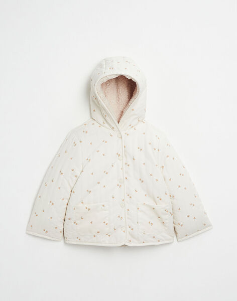 Children's reversible water-repellent hooded coat with flower print INETTE-23 K / 23I129172N16632