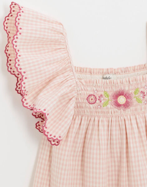 Children's gingham dress with chalk embroidery JUNE 24-K / 24V129119N18632