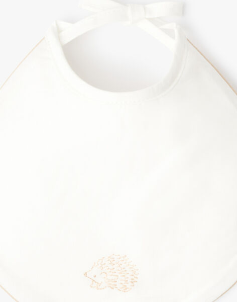 Unisex bib in vanilla with embroidered hedgehog ABAZIL-EL / PTXQ6412N72114