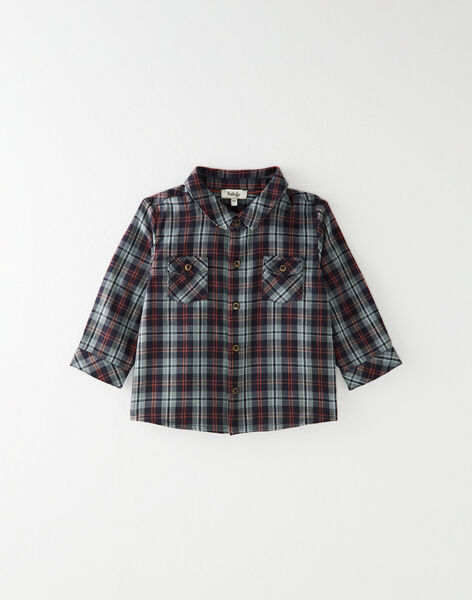 Navy blue, white, red and blue checkered shirt BRASSENS 20 / 20IU2081N0A631