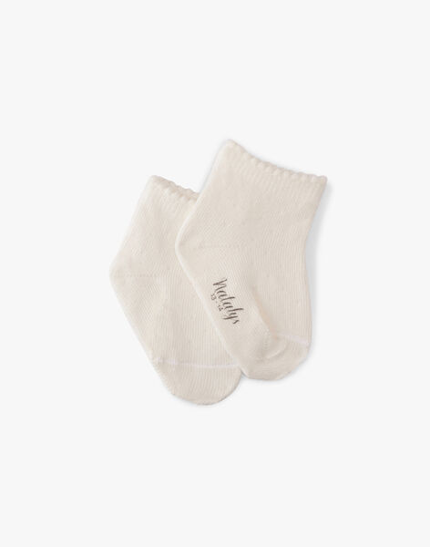 Girls' fancy polka dot stitch socks in vanilla AMIRELLA-EL / PTXV6812N47114
