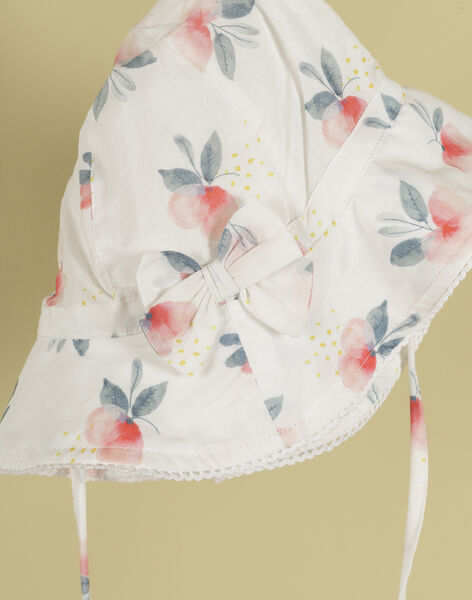 Girls' white hat with pink blush flowers TOFANNY 19 / 19VU6021N55D300