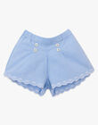 Girls' embroidered chambray culotte shorts in blue AMILA 20 / 20VU1923N02721