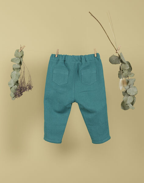 Emerald green trousers in cotton and linen for boys TEOPHILE 19 / 19VU2032N03608