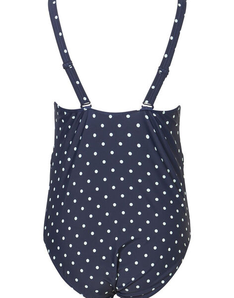 Blue maternity and nursing swimsuit with white polka dots MLRUSSEL SWIMSU / 19VW2682N40705