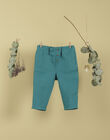 Emerald green trousers in cotton and linen for boys TEOPHILE 19 / 19VU2032N03608