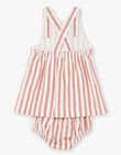 Girl's cotton striped vanilla and brick bloomer and dress COSIMA 21 / 21VU1924N18114
