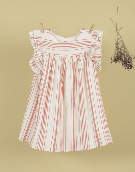 Girl's vanilla and orange striped dress THELMAOR 19 / 19VU1939N18114