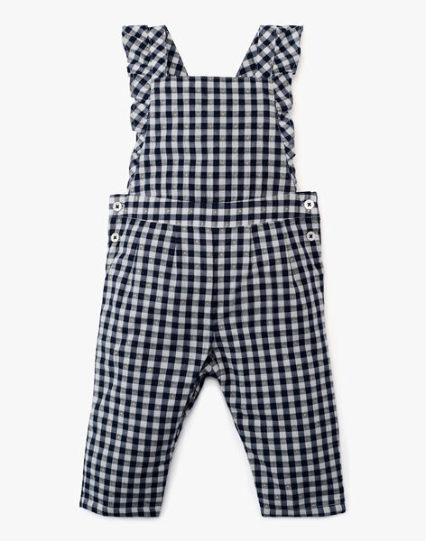 Girls' French midnight blue and white gingham overalls ALICITIE 20 / 20VU1911N26713