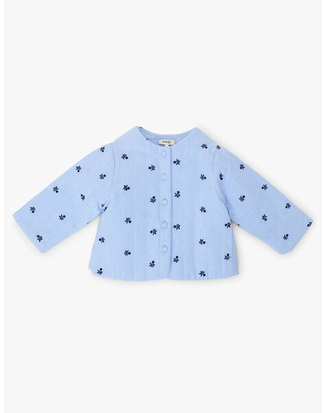 Girls' quilted chambray jacket in blue with embroidered flowers ANEVA 20 / 20VU1911N17721