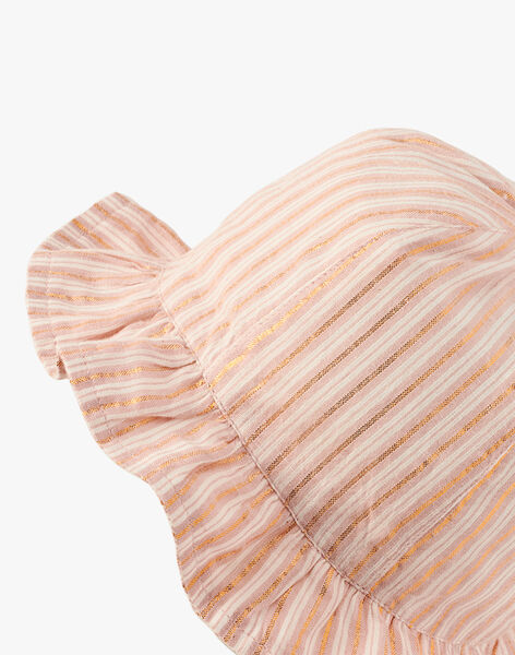 Girls' hat with light pink and copper Lurex stripes ALOLA 20 / 20VU6011N84307