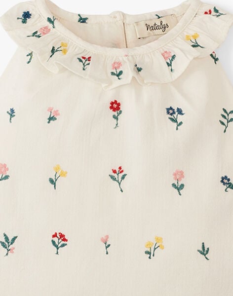 Girls' vanilla floral print sleeveless embroidered blouse ALIETTE 20 / 20VU1922N09114