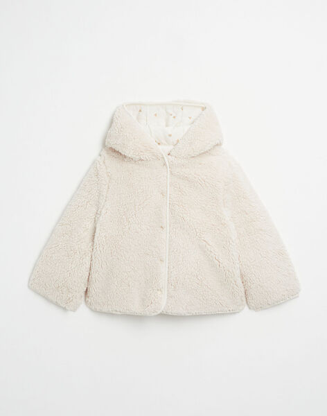 Children's reversible water-repellent hooded coat with flower print INETTE-23 K / 23I129172N16632