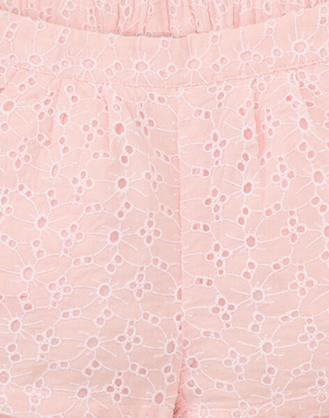 Girls' sugar-almond pink English embroidered shorts AIMELINE 20 / 20VU1921N02D310