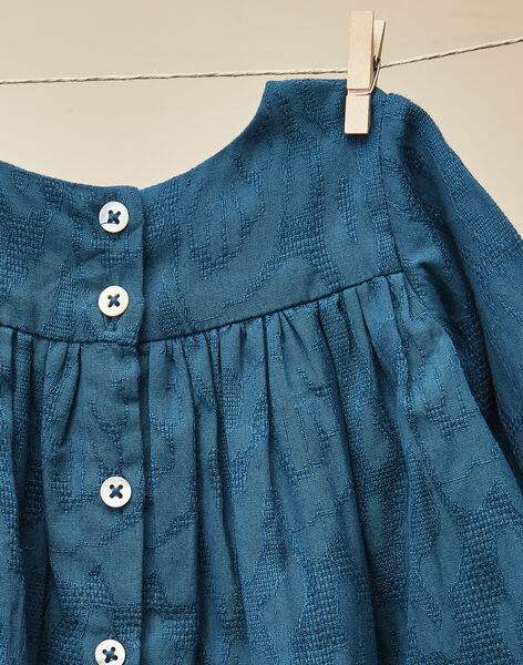Girls' long-sleeve smocked blue dress VALLIE 19 / 19IV2211N18631