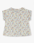 Vanilla and yellow liberty fabric blouse in girl's cotton CLARISSE 21 / 21VU1914N09114