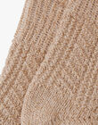 Girls' knit knee socks in vanilla and gold AUJULIE 20 / 20PV7018N47114