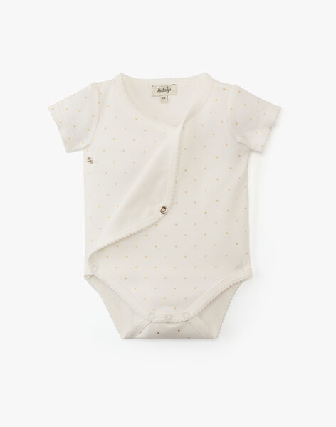 Girls' Pima cotton bodysuit with gold polka dots ALICIA 20 / 20PV2212N2D114