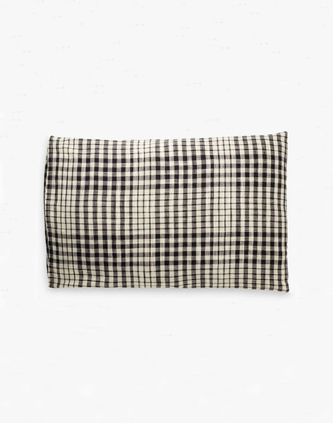 Unisex gingham pillowcase with black and vanilla checks ANGUS-EL / PTXQ6311N86114