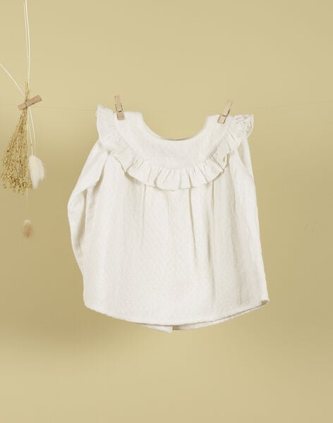 Girls' blouse with ruffles in vanilla TIBOU 19 / 19VU1921N09114