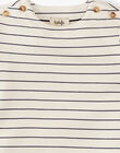 Boys' short-sleeved T-shirt in vanilla with embossed stripes ASTURIE 20 / 20VU2022N0E114