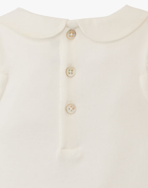 Girls' Pima cotton bodysuit in vanilla with eyelet fabric ANASSIA 20 / 20VV2211N29114