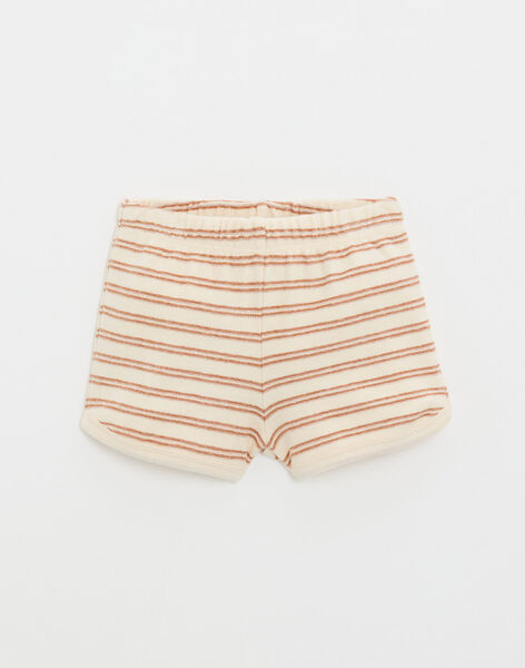 2-piece children's pyjamas in terry towelling, ecru stripes JOHN 24-K / 24VX9211N33005