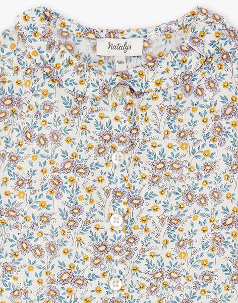 Vanilla and yellow liberty fabric blouse in girl's cotton CLARISSE 21 / 21VU1914N09114