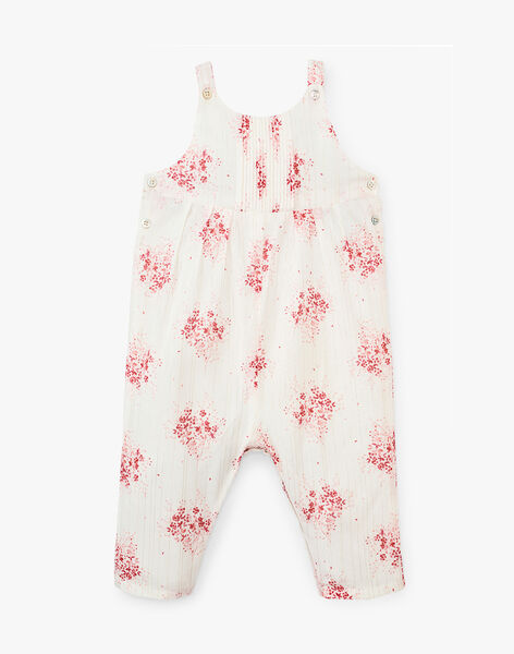 Girls' jumpsuit in cotton voile with gold Lurex stripes and floral print ARILISE 20 / 20VU1912N26114