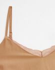 Brown camisole with lace trim straps MORPHEE CAMEL-E / PTXW2611NAQ804