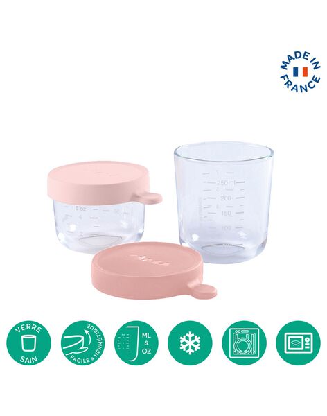 Box 2 Pink Glass Conservation Pots 150 ROSE/250ROS / 19PRR2008VAI999