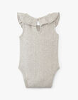 Girls' fancy ribbed Pima cotton bodysuit in heathered gray ALUCIANE 20 / 20VV2216N29J922