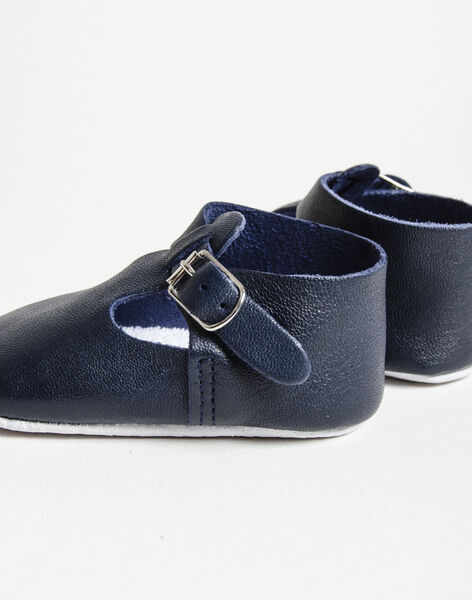 Customisable leather slippers Navy Blue WEBCHAUSMAR713