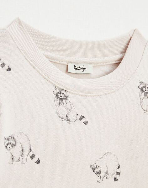 Raccoon print sweatshirt in organic cotton fleece FAUST 22 468 / 22I129212N13009