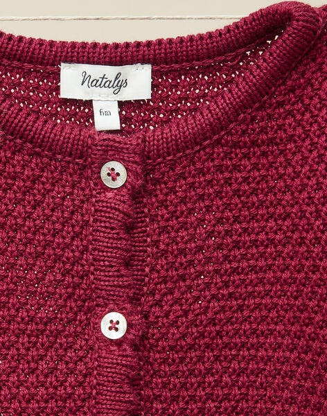 Girls' raspberry pink knit cardigan VEDILIZE 19 / 19IU1922N11308